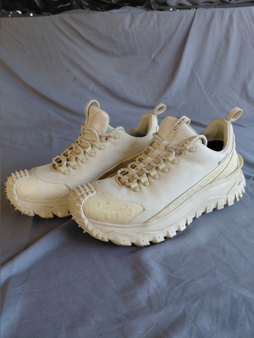 Moncler Cream Off-White Rugged Trail Sneakers Mens 9 Or Womens 10.5